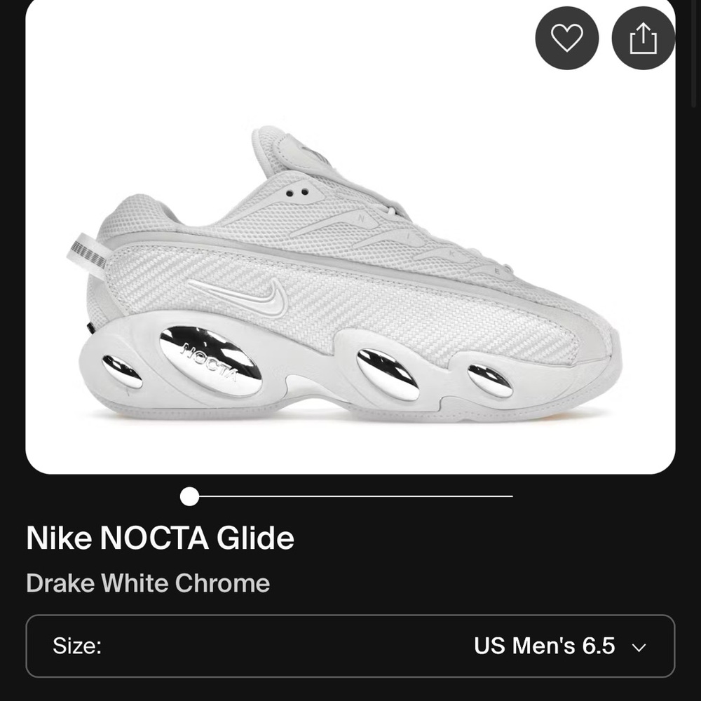 Nike NOCTA Glide White and Chrome Shoes